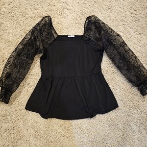 Maurices black long sleeve top with Sheer Sleeves